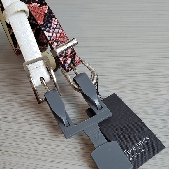 NWT Free Press Belt Set White / Rose & Black - Picture 3 of 7